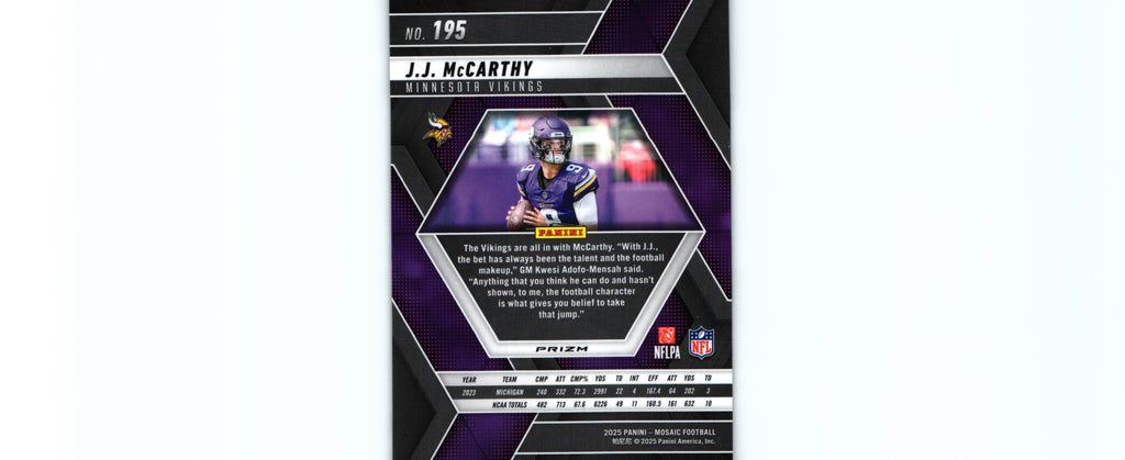J.J. McCarthy 2025 SILVER Mosaic #195