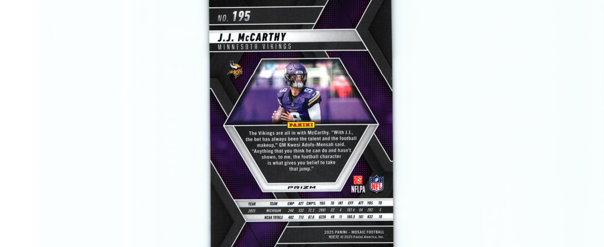 J.J. McCarthy 2025 SILVER Mosaic #195