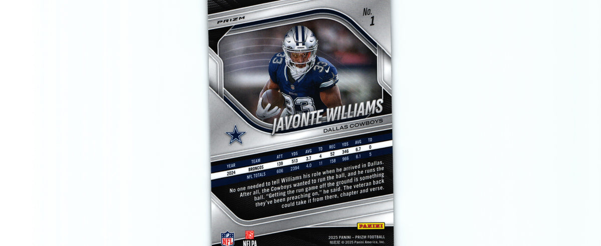 Javonte Williams 2025 SILVER Prizm #1