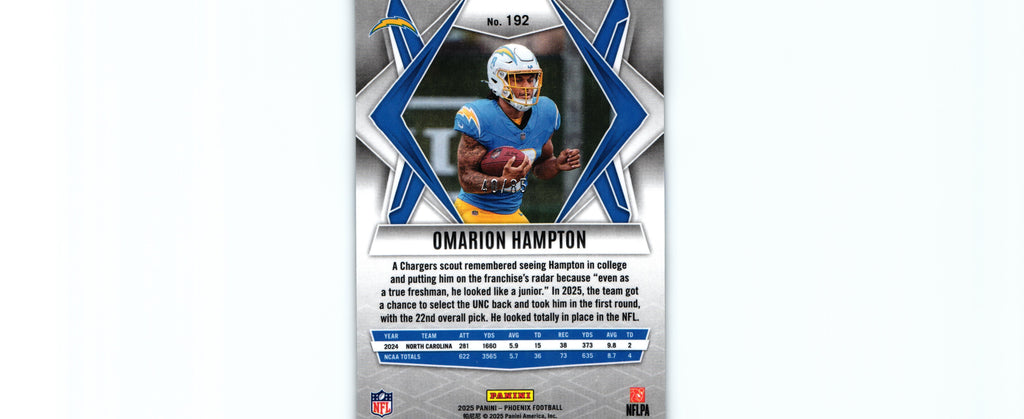 Omarion Hampton 2025 ASH PYRAMIDS Phoenix #192 /85 RC