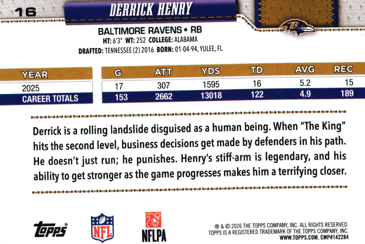Derrick Henry 2026 DIAMOND FOIL Topps #16