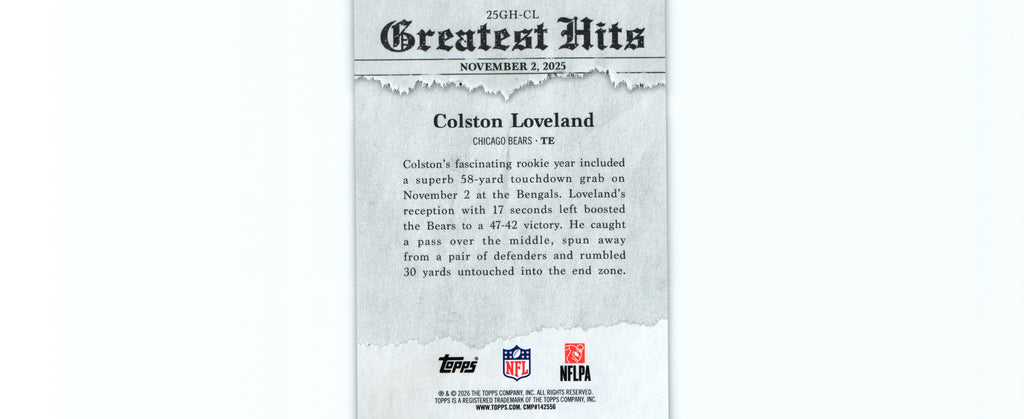 Colston Loveland 2026 Topps 25GH-CL