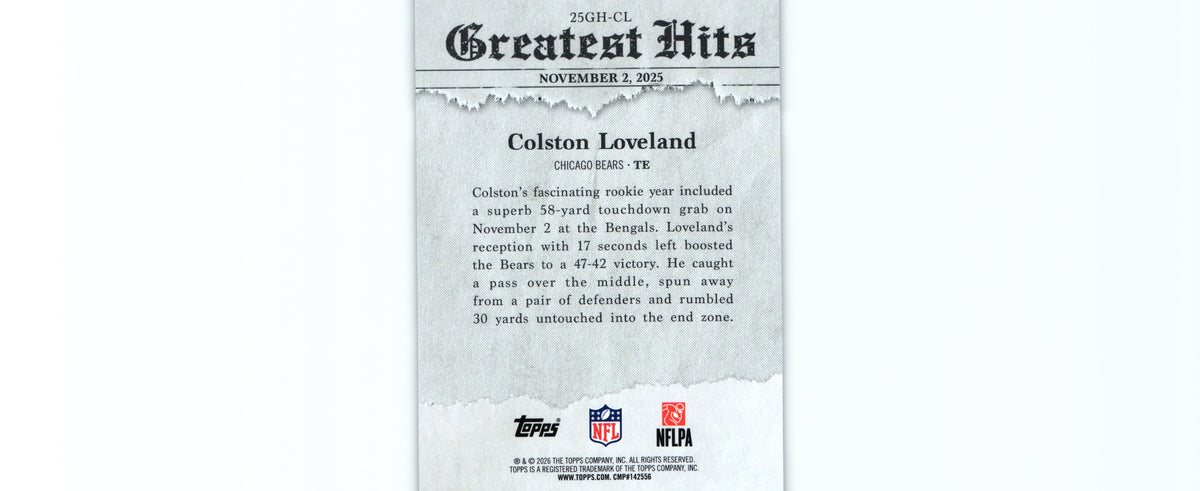 Colston Loveland 2026 Topps 25GH-CL