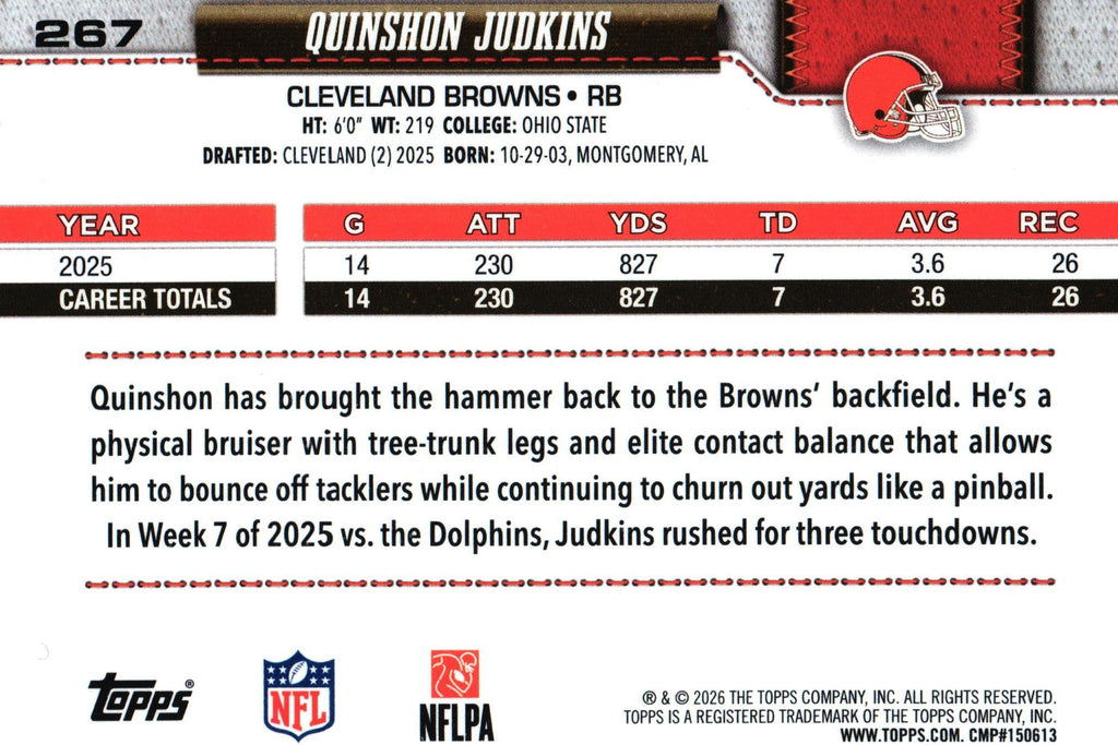 Quinshon Judkins 2026 Topps #267