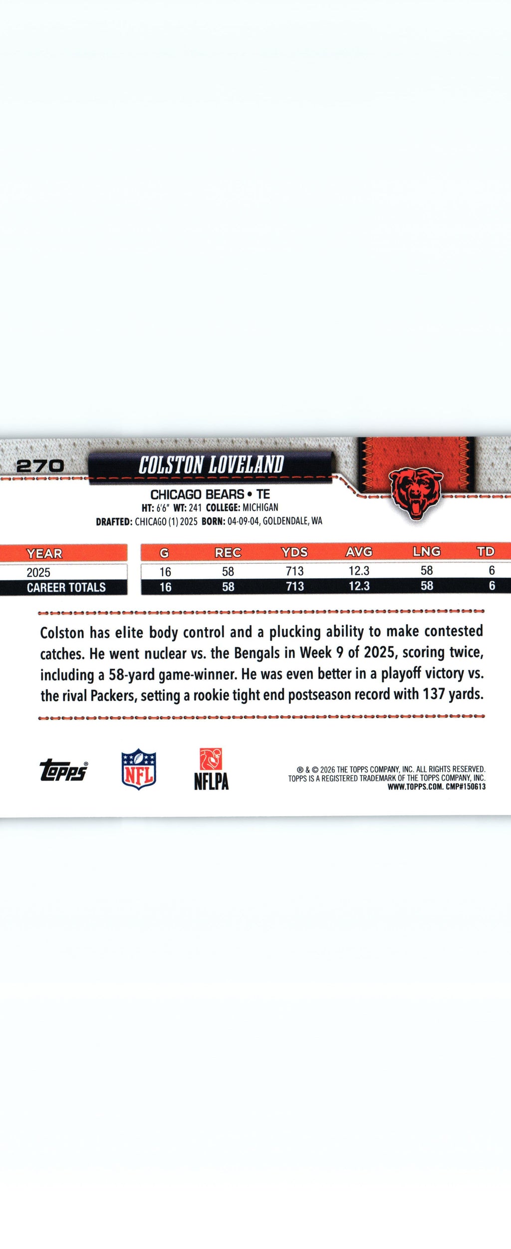 Colston Loveland 2026 Topps #270