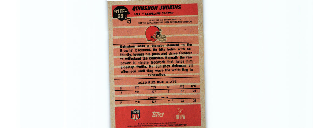Quinshon Judkins 2026 Topps #91TF-25