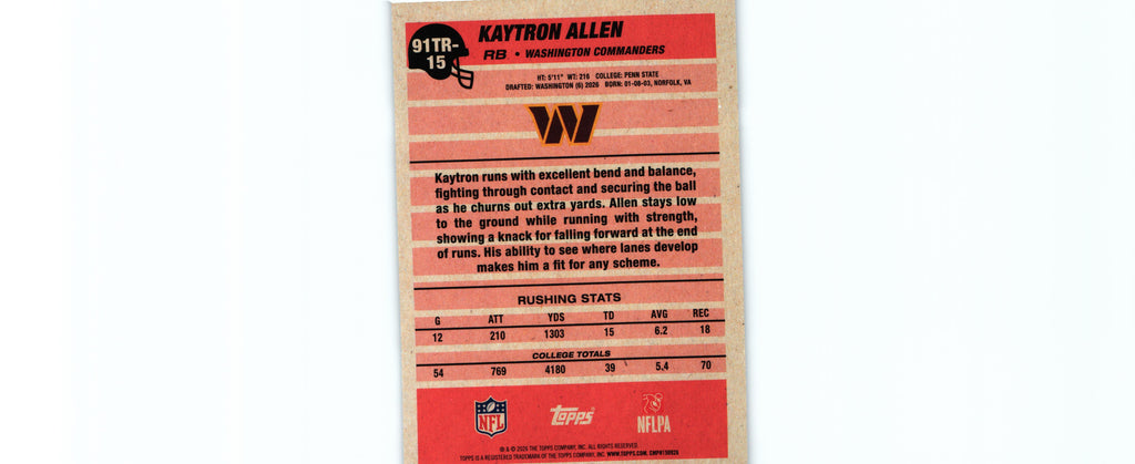 Kaytron Allen 2026 Topps #91TR-15 RC