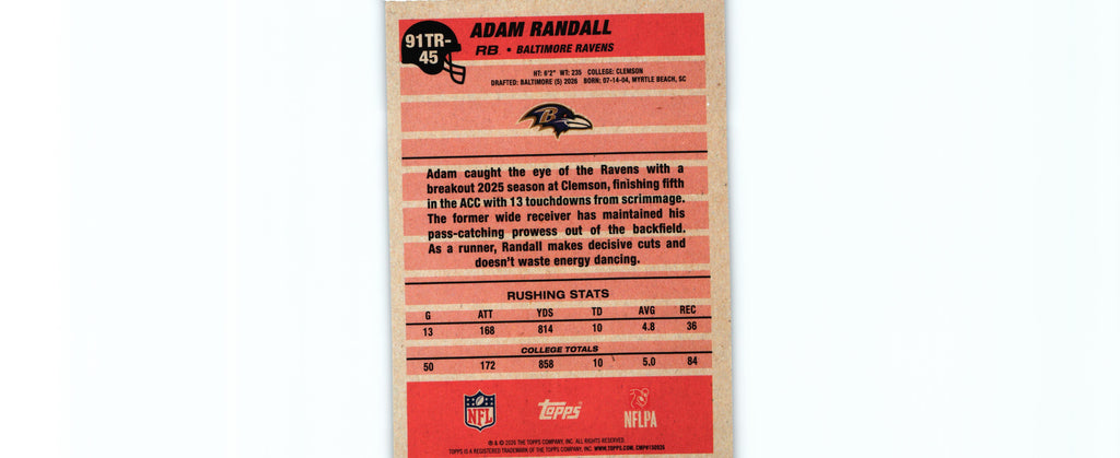Adam Randall 2026 Topps #91TR-45 RC
