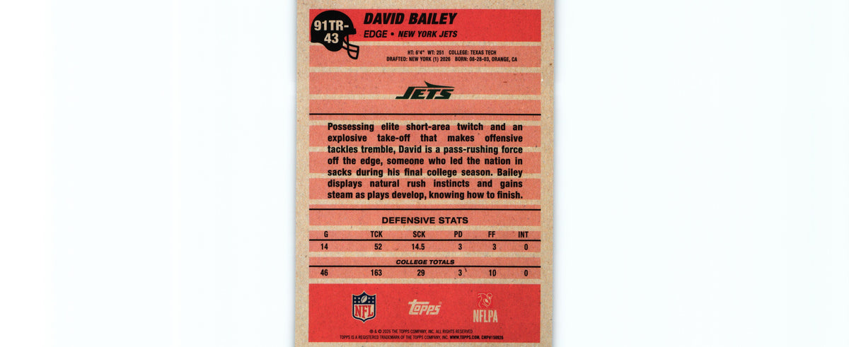 David Bailey 2026 Topps #91TR-43 RC