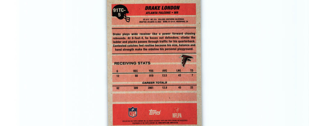 Drake London 2026 Topps 91 TC-5