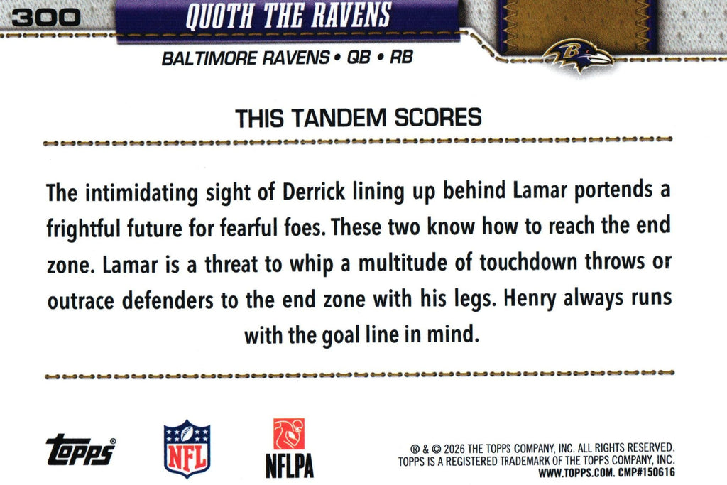 Baltimore Ravens "Combo Card" 2026 Topps #300