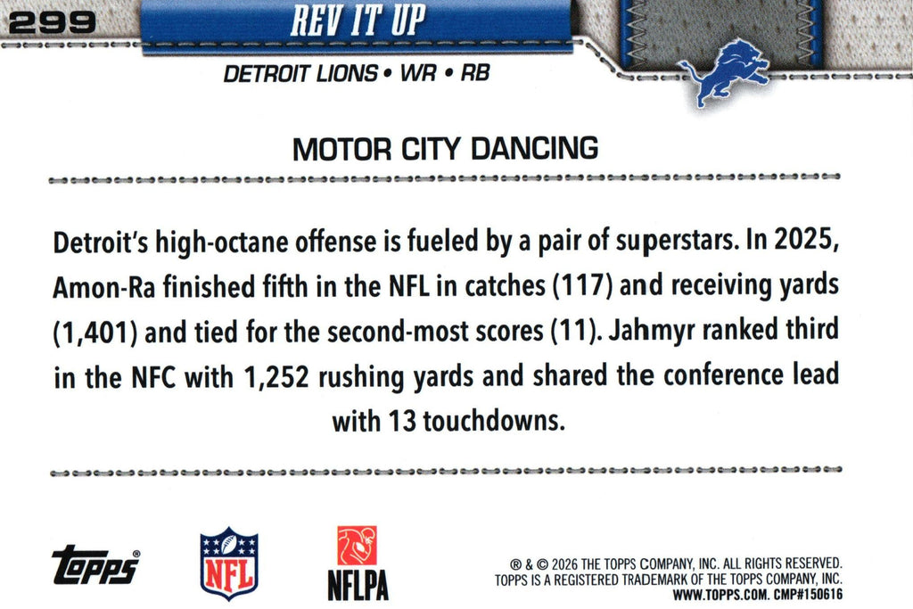 Detroit Lions "Combo Card" 2026 Topps #299