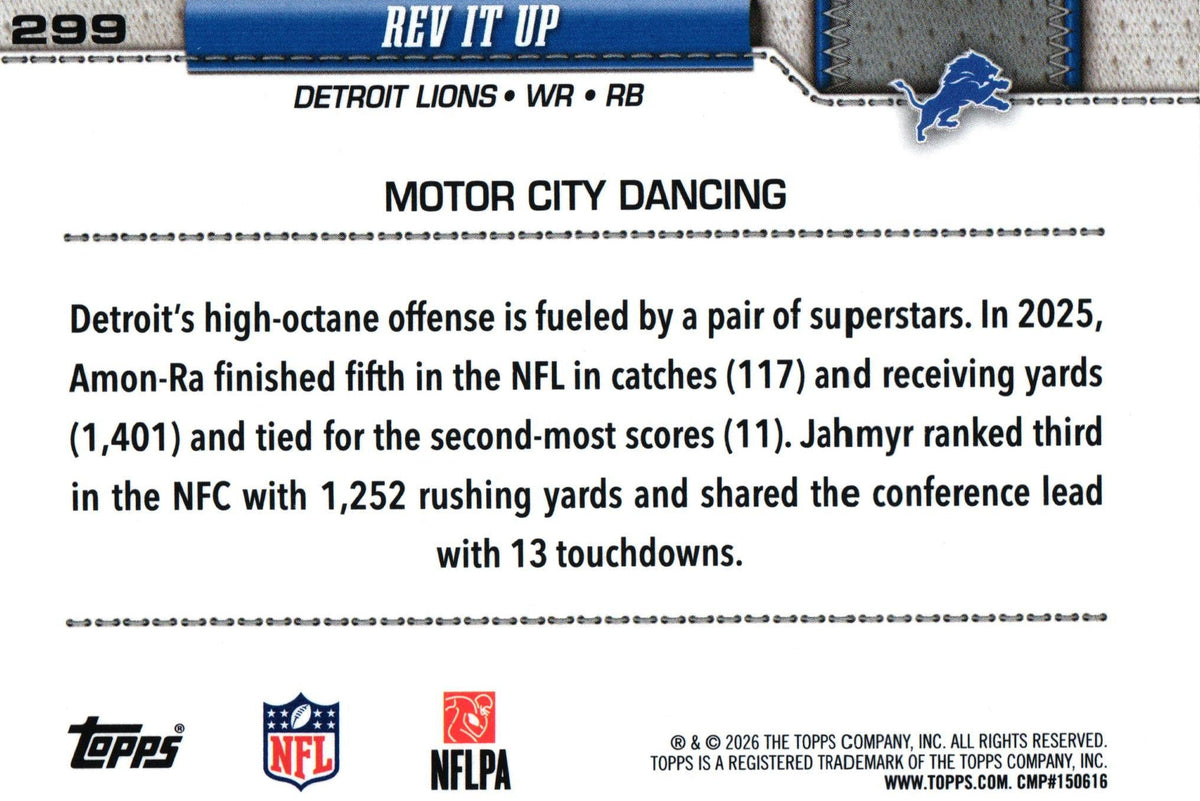 Detroit Lions "Combo Card" 2026 Topps #299