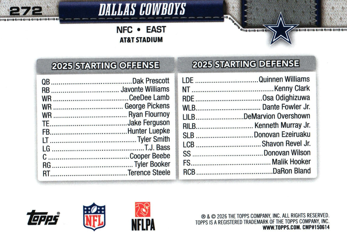 Dallas Cowboys "Team Card" 2026 Topps #272