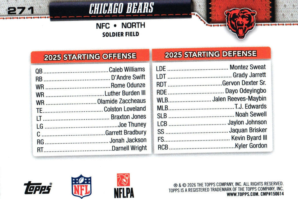 Chicago Bears "Team Card" 2026 Topps #271
