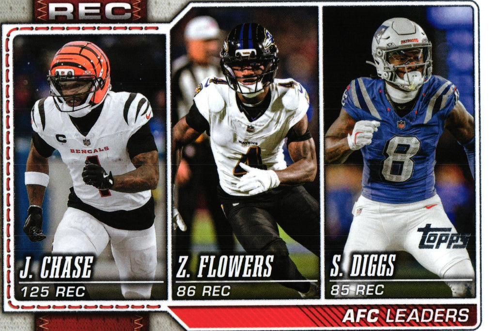 Chase/Flowers/Diggs 2026 Topps #285 "Receptions Leaders AFC"