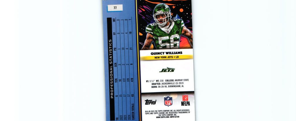 Quincy Williams 2025 GREEN SPACE DUST REFRACTOR Topps #77 /75