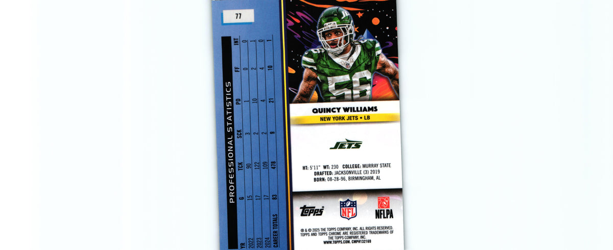 Quincy Williams 2025 GREEN SPACE DUST REFRACTOR Topps #77 /75