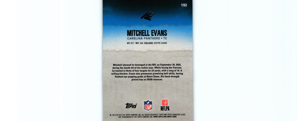Mitchell Evans 2025 CHROME Topps #192 RC