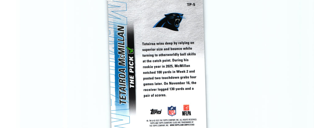 Tetairoa McMillan 2025 Topps TP-5 RC