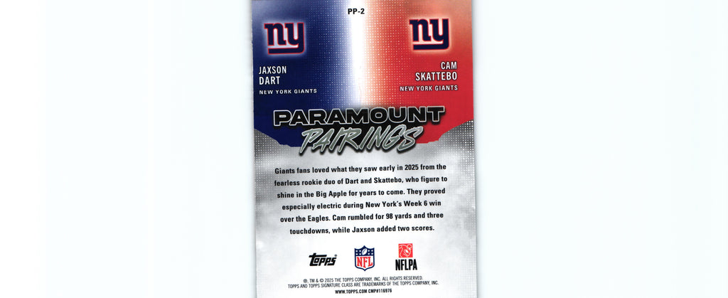 Jaxson Dart/Cam Skattebo 2025 Topps PP-2 RC