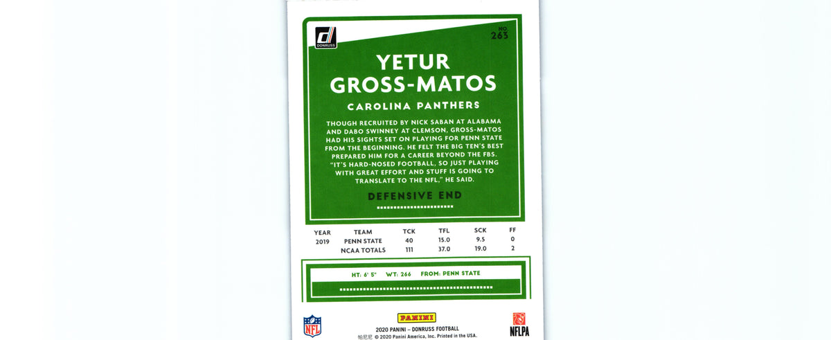 Yetur Gross-Matos 2020 PRESS PROOF BLUE Donruss #263 RC