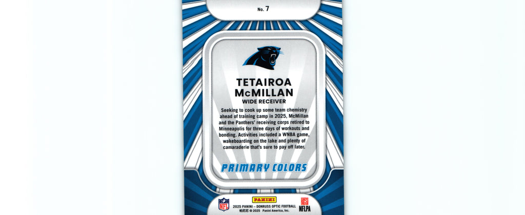 Tetairoa McMillan 2025 Donruss Optic #7 RC
