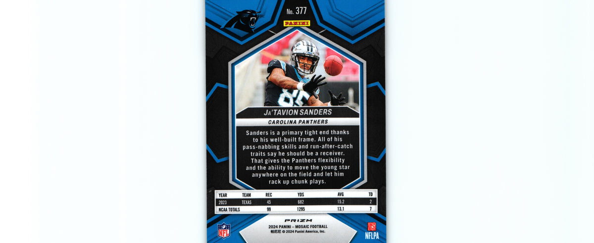 Ja'Tavion Sanders 2024 NO HUDDLE SILVER Mosaic #377 RC