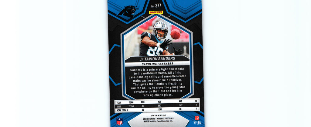 Ja'Tavion Sanders 2024 CAMO PINK Mosaic #377 RC