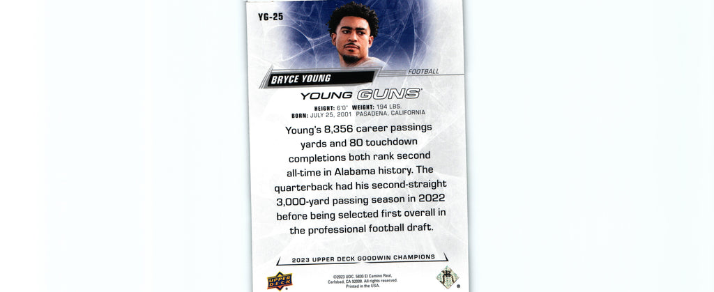 Bryce Young 2023 Upper Deck YG-25 RC