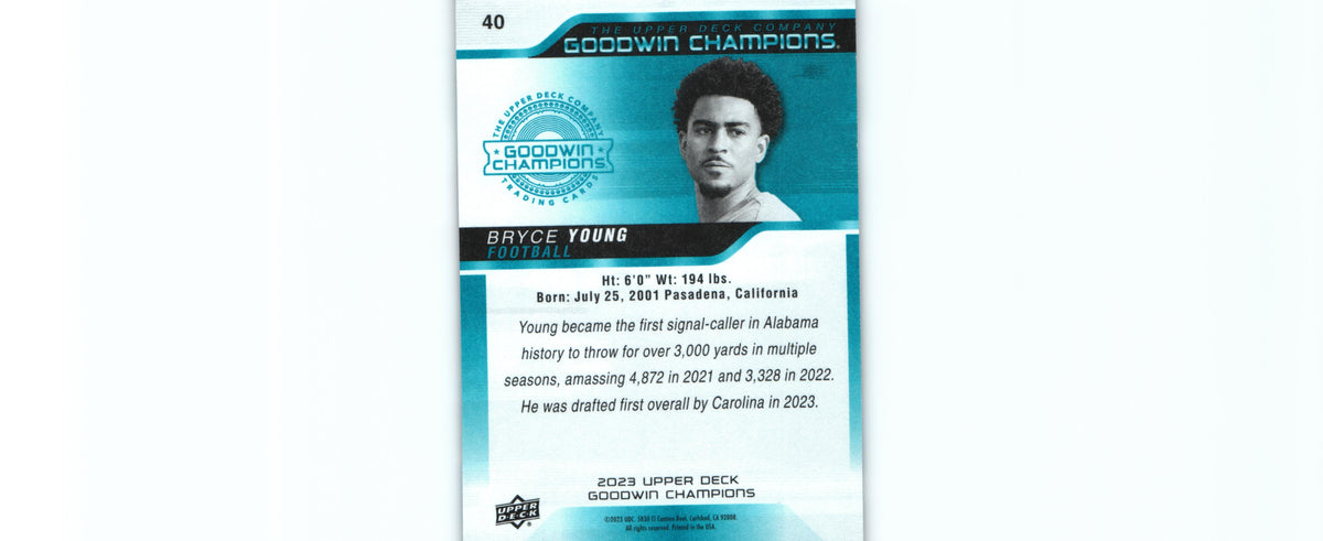 Bryce Young 2023 TURQUOISE Upper Deck #40 RC