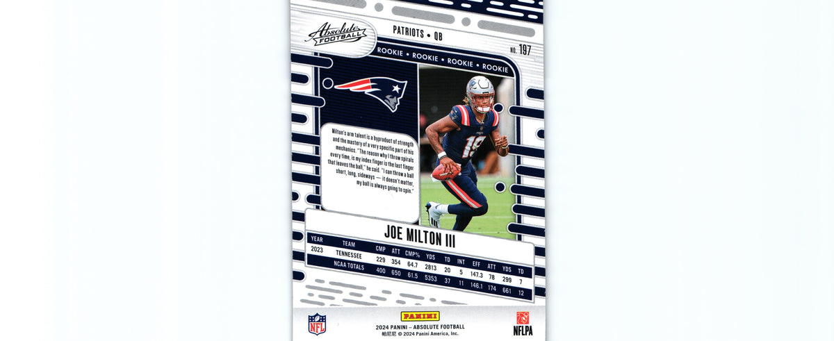 Joe Milton 2024 RED&BLUE Absolute #197 RC