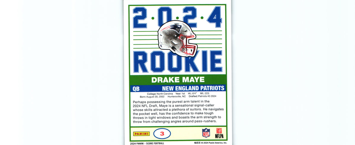 Drake Maye 2024 Score #3 RC