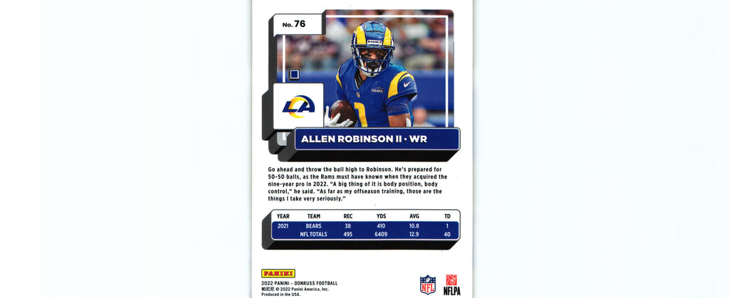 Allen Robinson 2022 PRESS PROOF YELLOW Donruss #76