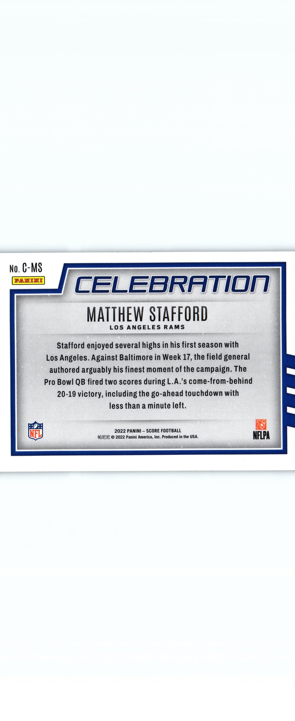Matthew Stafford 2022 Score C-MS