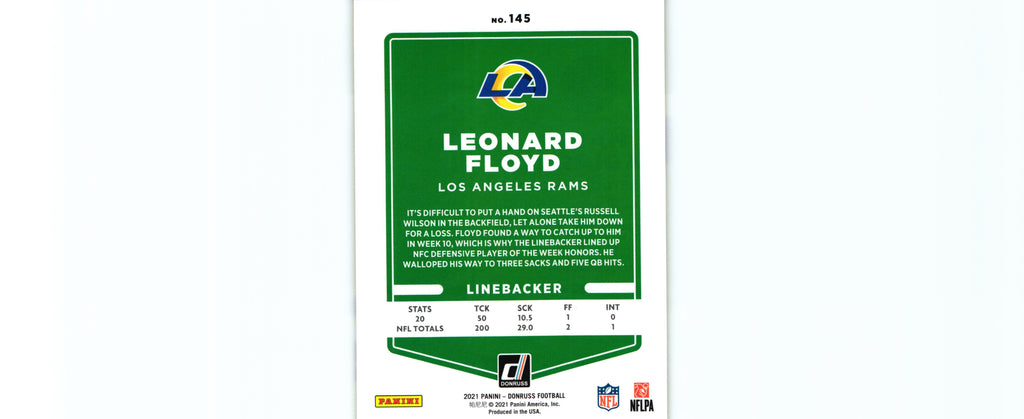 Leonard Floyd 2021 PRESS PROOF YELLOW Donruss #145