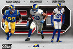 Aaron Cards Donald/Micah Kiser/Jalen Ramsey 2021 Score 3D8, Rams