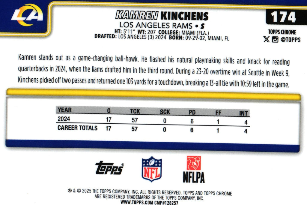Kamren Kinchens 2025 PULSAR Topps #174