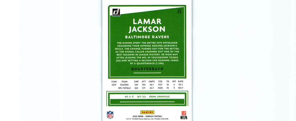 Lamar Jackson 2020 PRESS PROOF BLUE Donruss #33