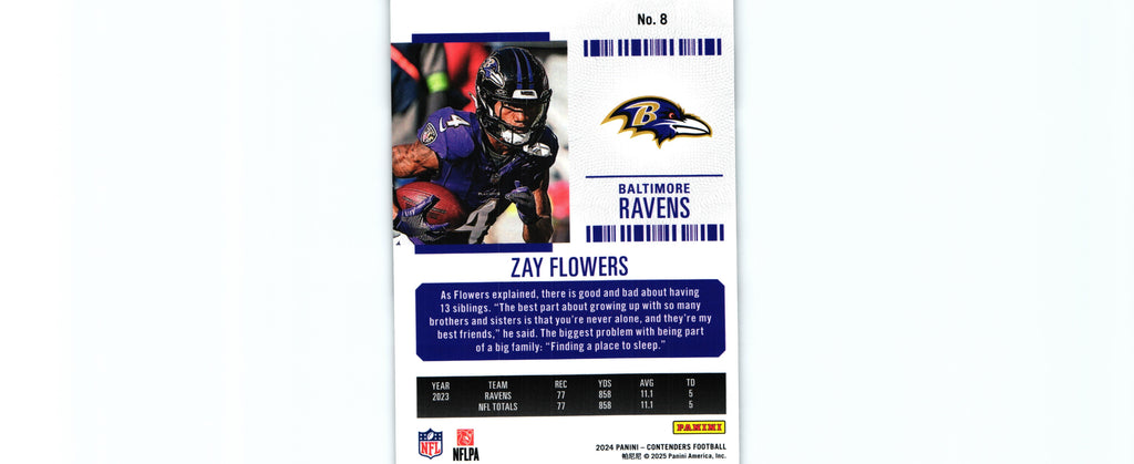 Zay Flowers 2024 BRONZE Contenders #8