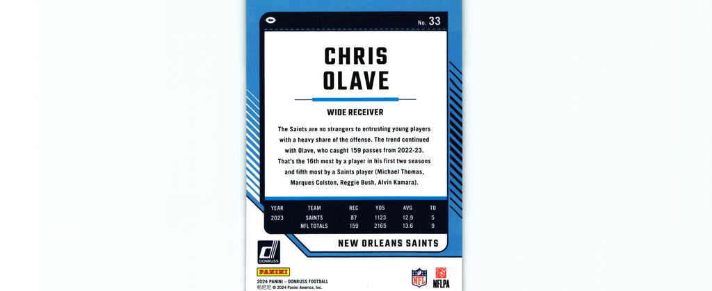 Chris Olave 2024 PRESS PROOF GREEN Donruss #33
