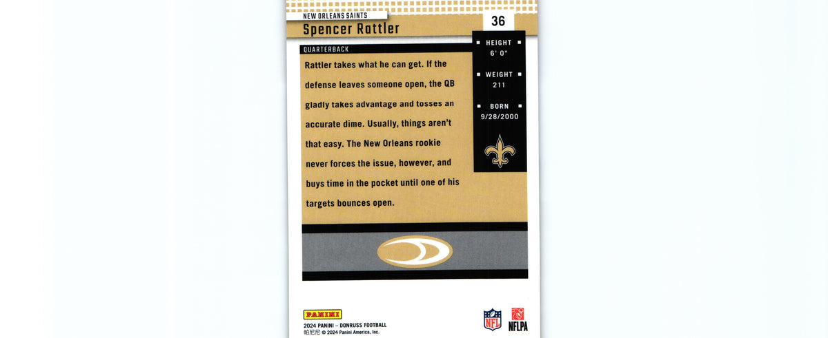 Spencer Rattler 2024 Donruss #36 RC