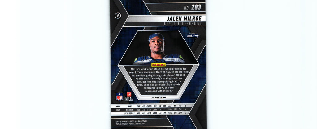 Jalen Milroe 2025 VARIATION GREEN Mosaic #283 RC