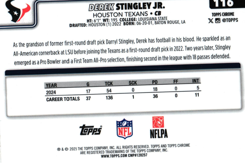 Derek Stingley 2025 LEATHER Topps #116