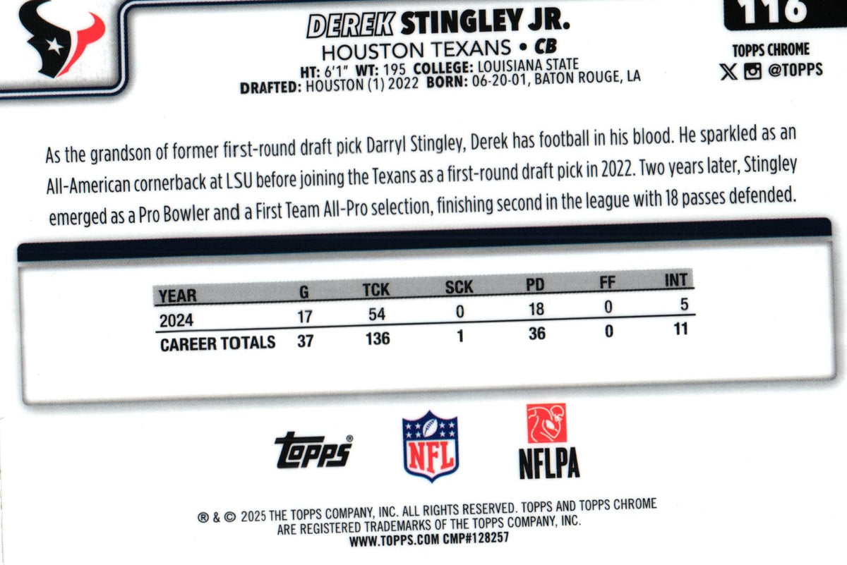 Derek Stingley 2025 LEATHER Topps #116