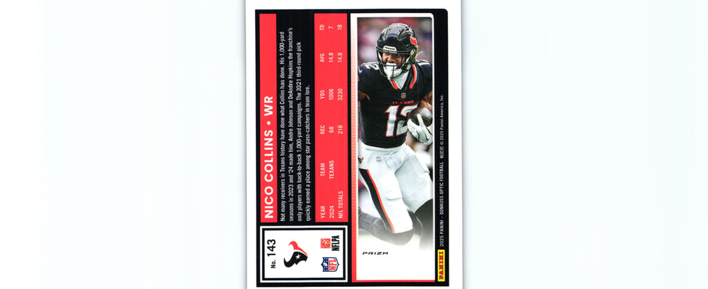 Nico Collins 2025 RED STARS Donruss Optic #143 SP