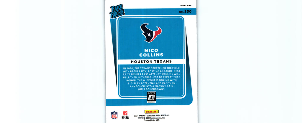 Nico Collins 2021 PURPLE SHOCK Donruss Optic #230 RC