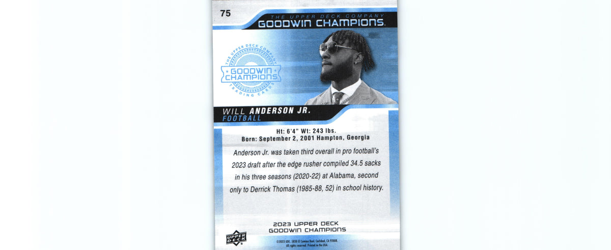Will Anderson 2023 Upper Deck #75 RC