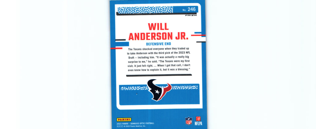 Will Anderson 2023 BLUE HYPER Donruss Optic #246 RC