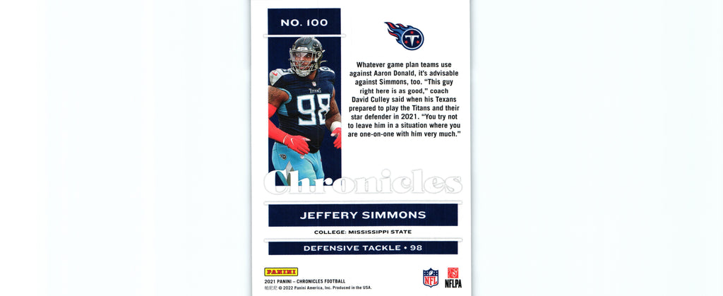 Jeffery Simmons 2021 BRONZE Chronicles #100